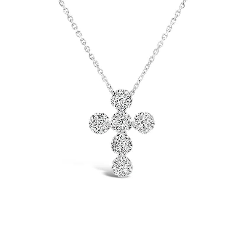 Women’s modern necklaces-Pave Diamond Rounded Cross Pendant Necklace