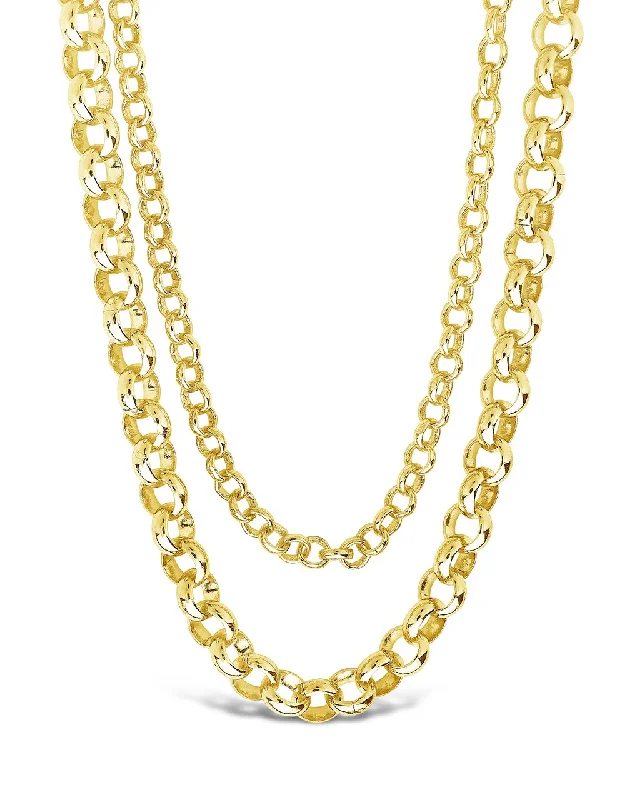 Women’s two-tone necklaces-Bold Layered Rolo Chain Necklace