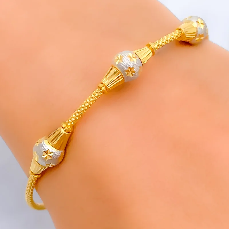 Women’s chunky bangles-Contemporary Star Adorned 22k Gold Bangle Bracelet