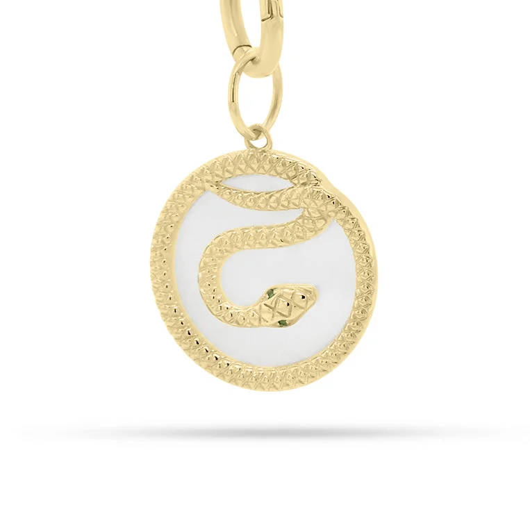 Women’s luxury diamond necklaces-Mother of Pearl Snake Pendant