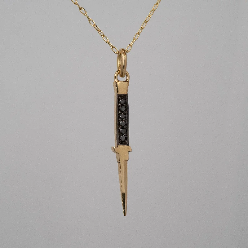 Women’s custom necklaces-Black Diamond Pavé Cut a Bitch