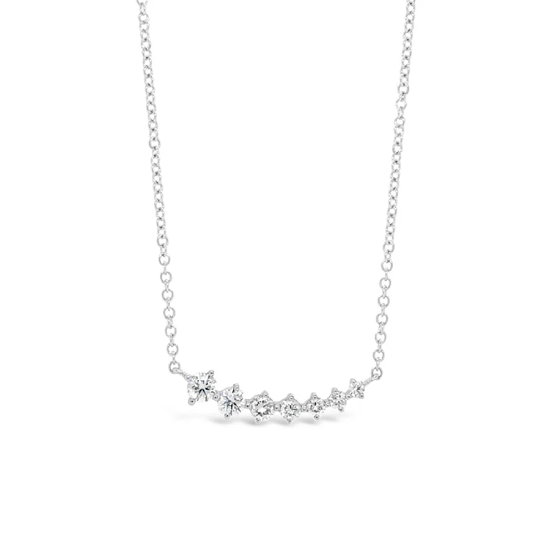 Women’s engagement necklaces-Prong-set Diamond Bar Necklace