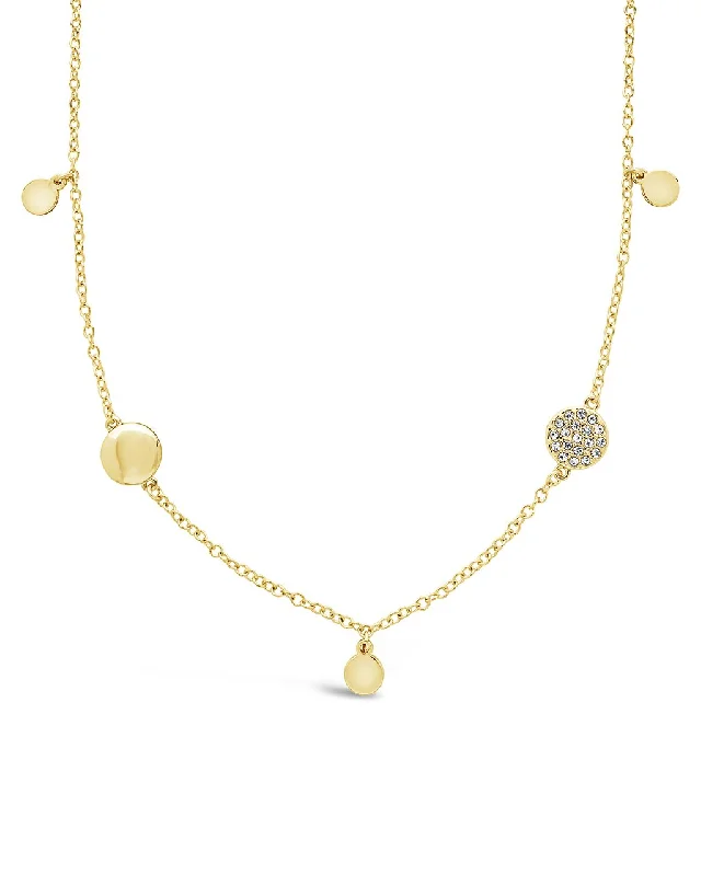 Women’s engagement necklaces-Delicate CZ Disk Station Necklace