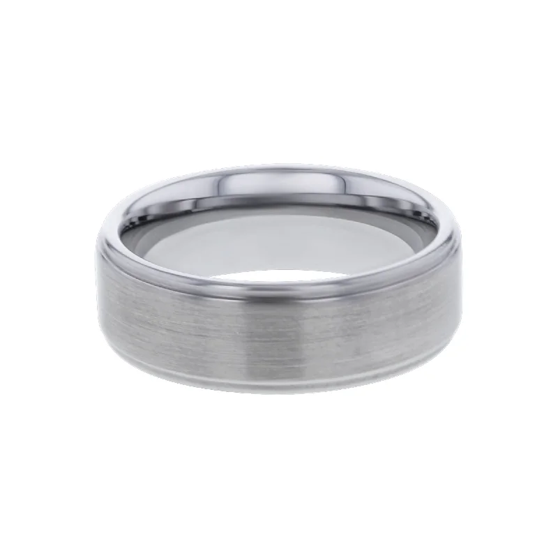 Women’s engagement rings with unique settings-Dale Tungsten Step Edge Wedding Ring - 8mm