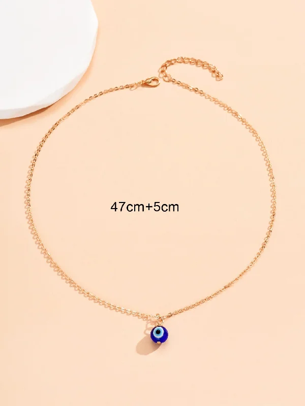 Women’s two-tone necklaces-Streetwear Devil's Eye Alloy Plastic Women's Pendant Necklace