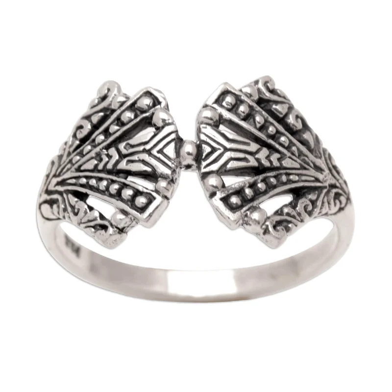 Women’s gemstone rings-Novica Handmade Beautiful Fan Sterling Silver Band Ring