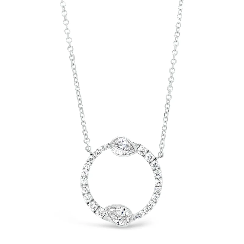 Women’s high-end necklaces-Round & Pear-Shaped Diamond Circle Pendant Necklace