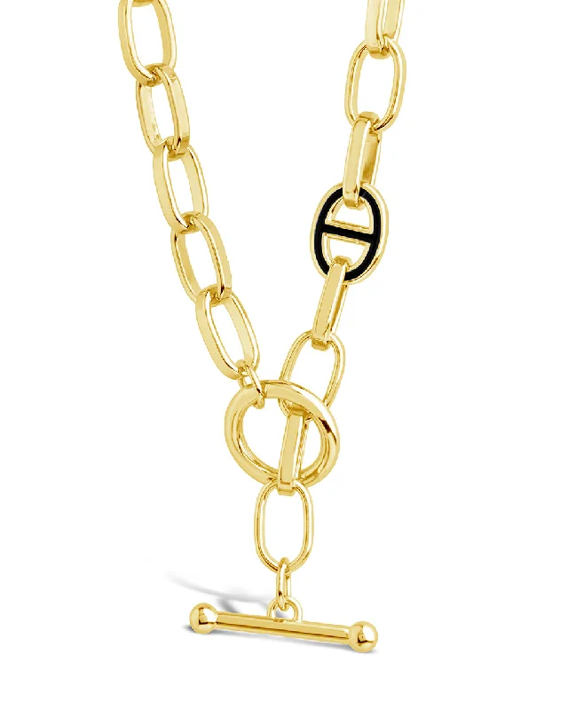 Women’s anniversary necklaces-Brynlee Enamel Anchor Chain Toggle Necklace