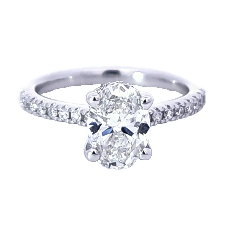 Women’s engagement rings with round diamonds-DIAMOND ENGAGEMENT RING - 1.5 TCW OVAL CENTER