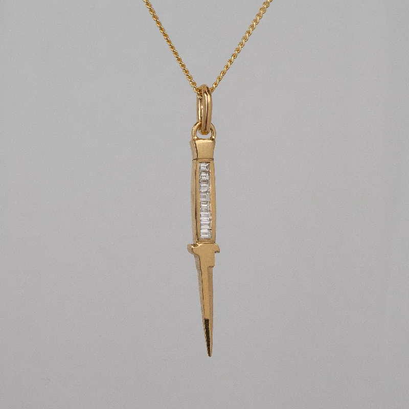 Women’s luxury diamond necklaces-Baguette Diamond Cut-a-Bitch