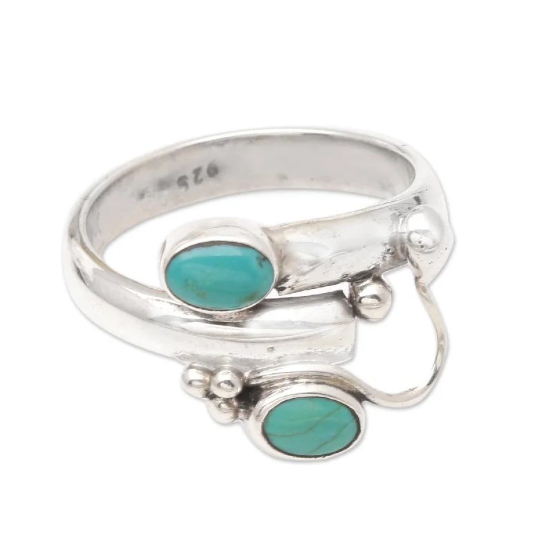 Women’s band rings-Novica Handmade Passed Message Turquoise Wrap Ring