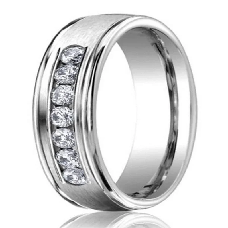 Women’s engagement rings with a diamond band-6mm Men’s 950 Platinum Diamond Wedding Ring