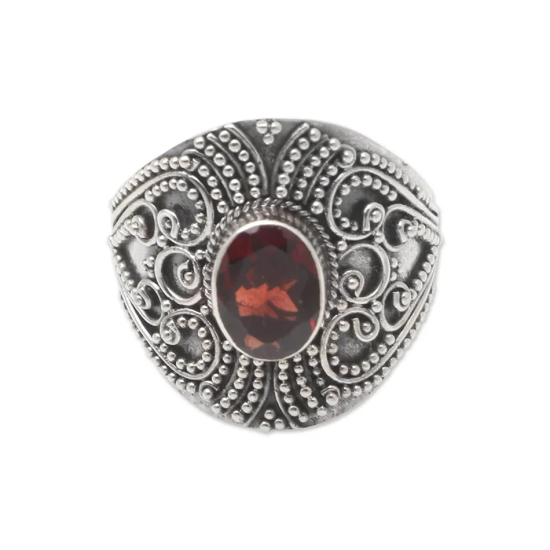 Women’s round-cut engagement rings-Novica Handmade Light Of Love Garnet Cocktail Ring