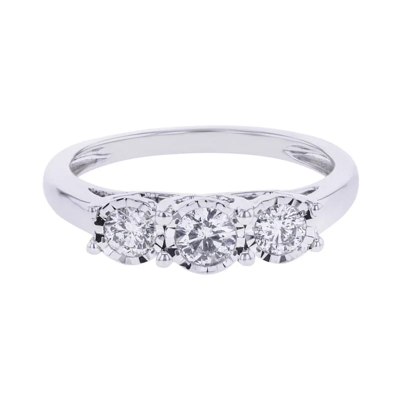 Women’s engagement rings with matching bands-Classic Mirage Three Stone Ready For Love Diamond Engagement Ring 1/2 CT