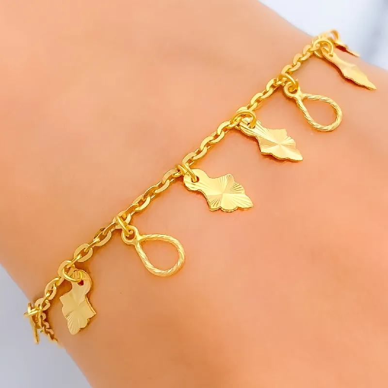 Women’s sterling silver bangles-Everyday Graceful 22K Gold Charm Bracelet