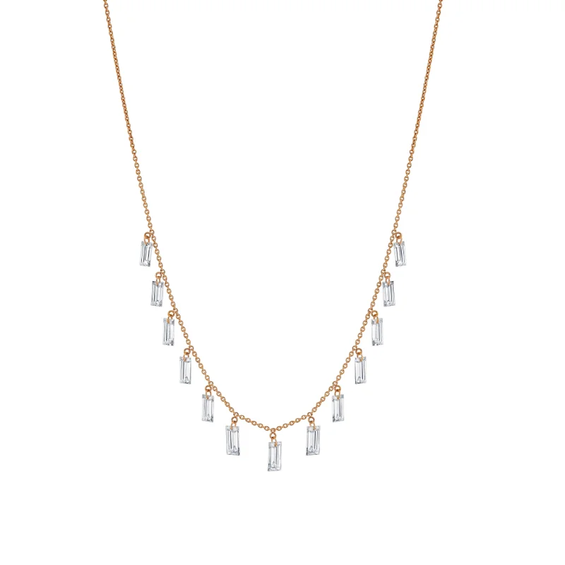 Women’s birthstone necklaces-Naked Diamond Tassel Necklace - 18K Rose Gold