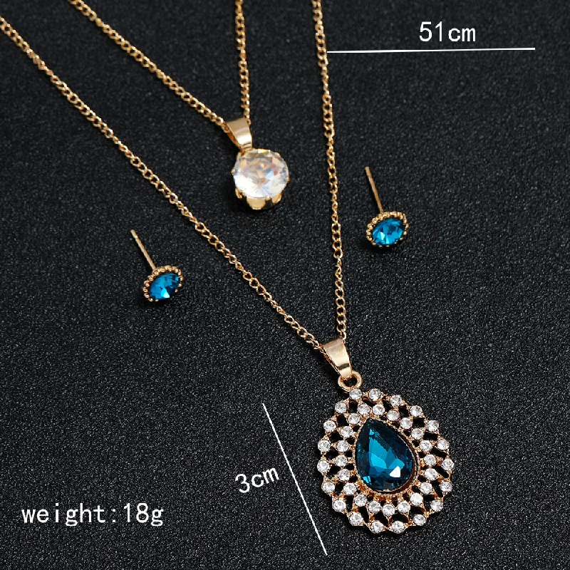 Water Drop Necklace-Three-Piece Set