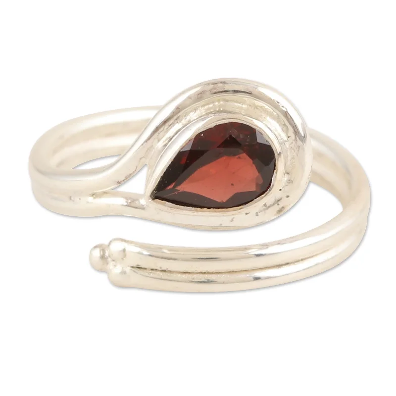 Women’s band rings-Novica Handmade Passion Glory Garnet Wrap Ring