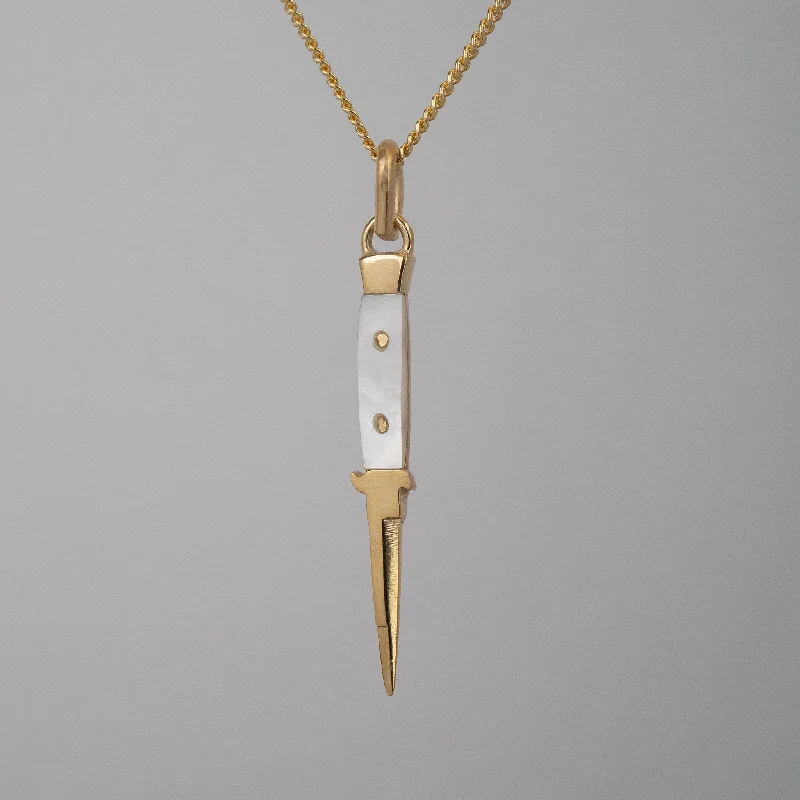 Women’s gold chain necklaces-Mother of Pearl Cut a Bitch