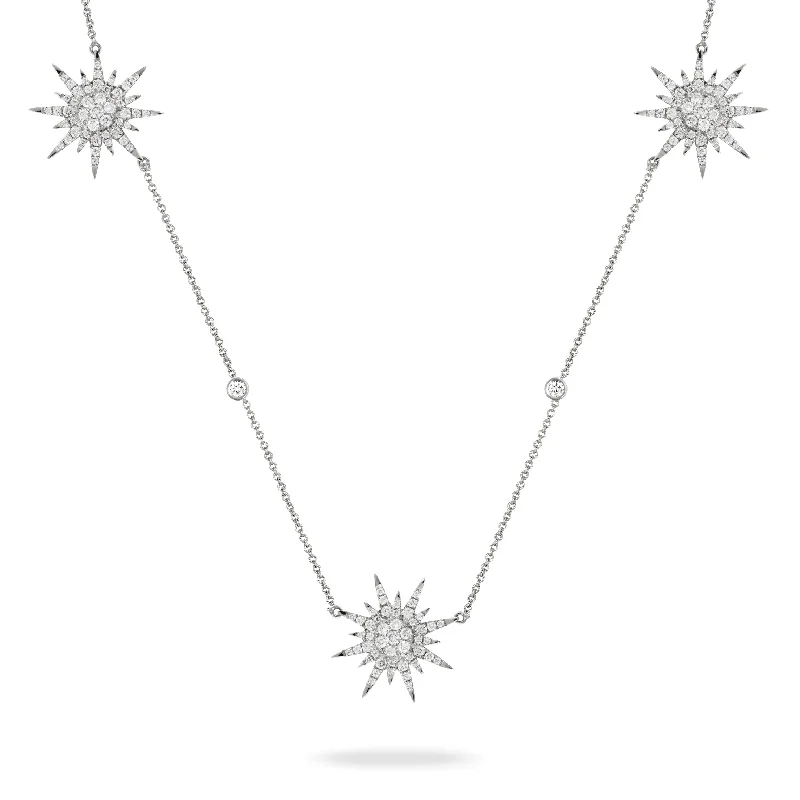 Women’s floral necklaces-Doves - 18K WG Diamond Necklace