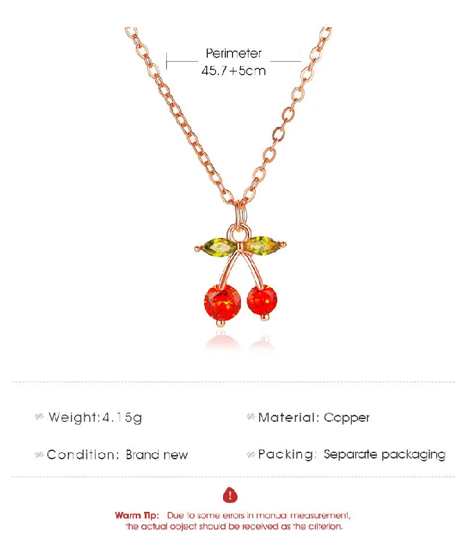 Women’s pendant necklaces-Diamond Small Cherry Inlaid Zircon Red Necklace