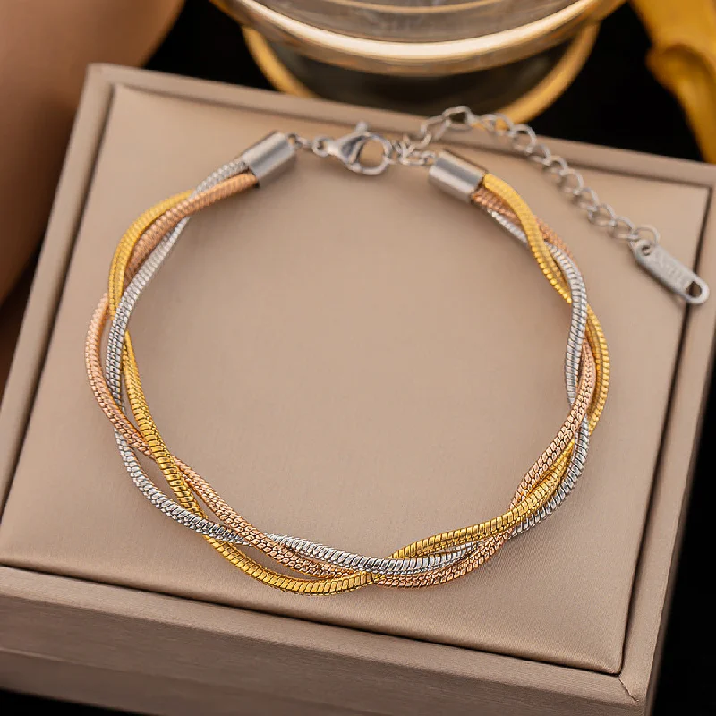 Jye2117 Bracelet Gold Three-Color Snake Chain