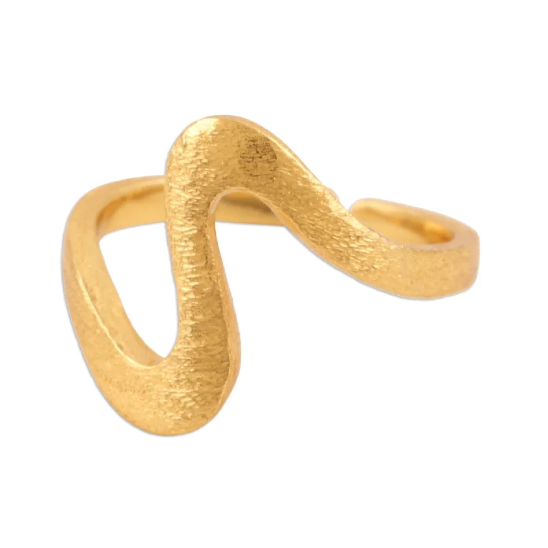 Women’s bold rings-Novica Handmade Splendid Curve Gold-Plated Wrap Ring