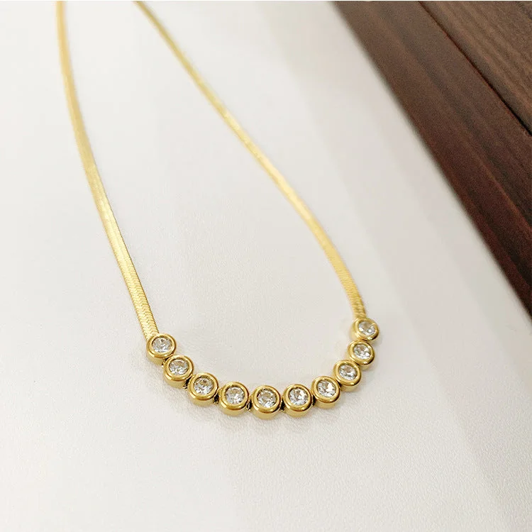 Titanium Steel White Zircon Necklace (Perfect)