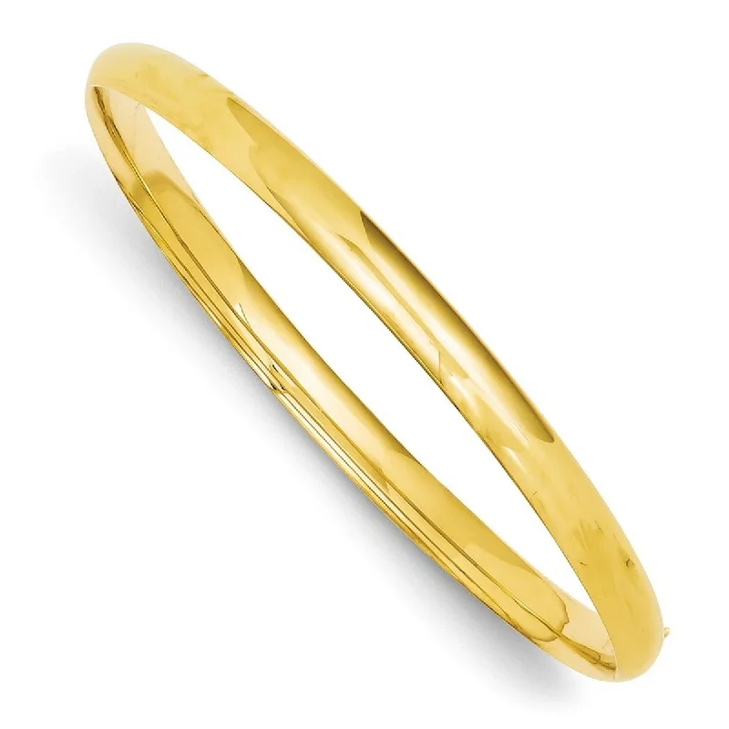 Women’s designer bracelets-Curata 14k Yellow Gold Hollow Safety bar 5mm High Polished Hinged Bangle Bracelet