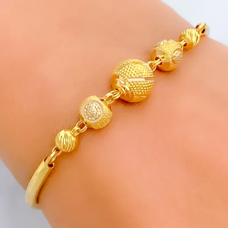 Women’s cuff bracelets-Magnificent Orb 22k Gold Flexi Bangle Bracelet