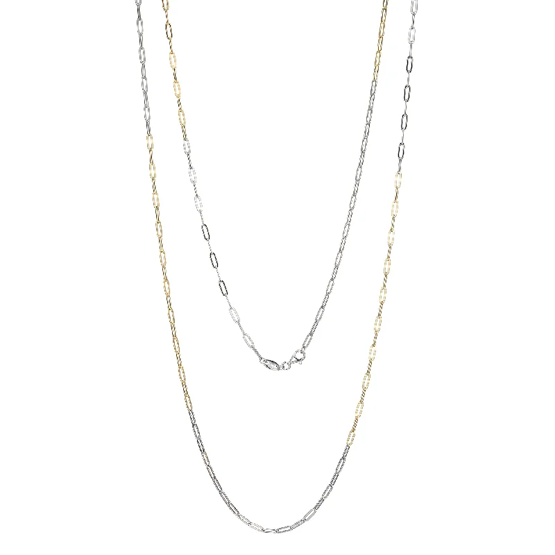 Women’s wedding necklaces-2-Tone 51" Paperclip Chain Necklace