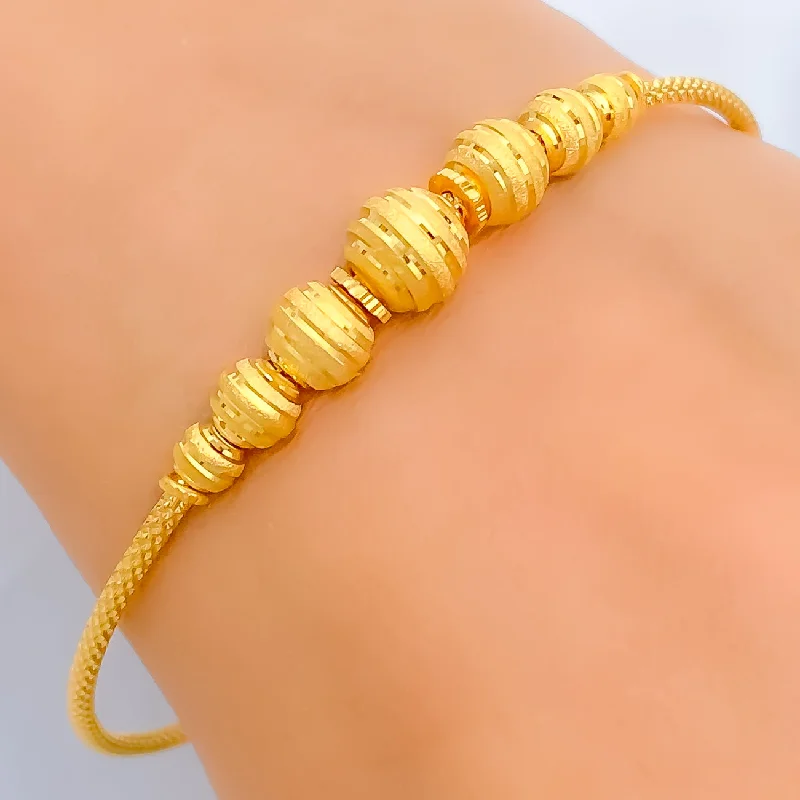 Women’s stackable gold bracelets-Lovely Multi-Bead 22k Gold Bangle Bracelet