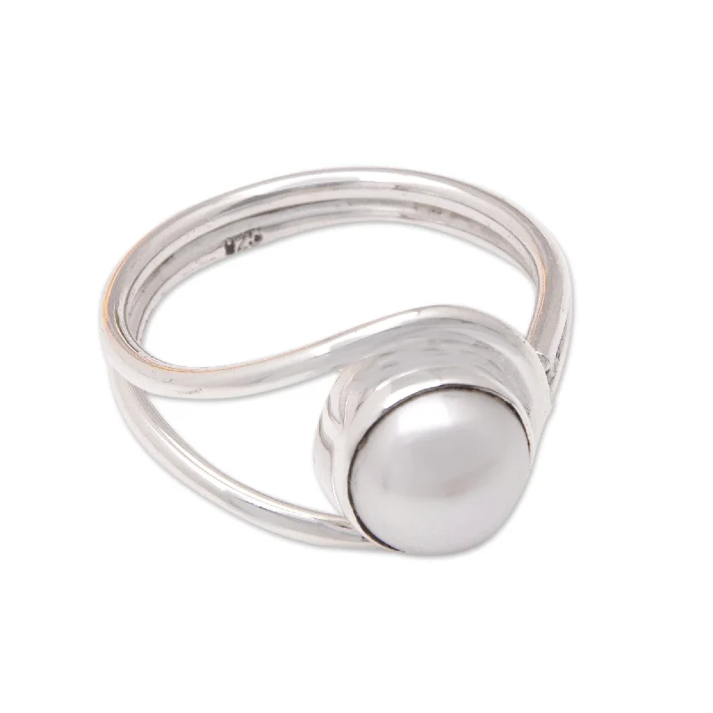 Women’s engraved rings-Novica Handmade Sophisticated Waves Cultured Pearl Cocktail Ring