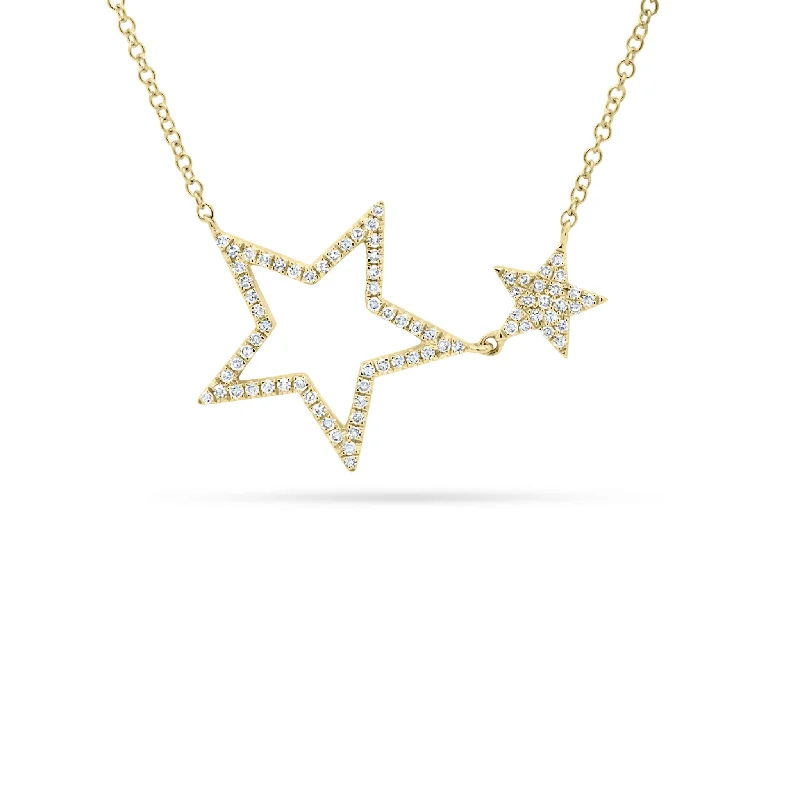 Women’s crystal pendant necklaces-Diamond Open & Filled Star Necklace