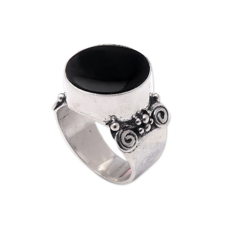 Women’s contemporary wedding rings-Novica Handmade Night Lagoon Sterling Silver Cocktail Ring