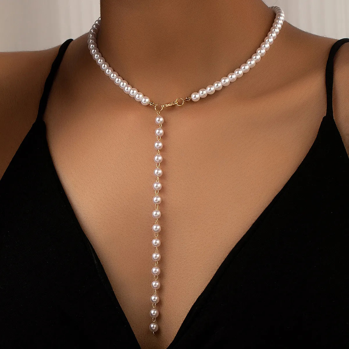 Women’s modern necklaces-Lady Pearl Alloy Beaded Tassel Plating Women's Pendant Necklace