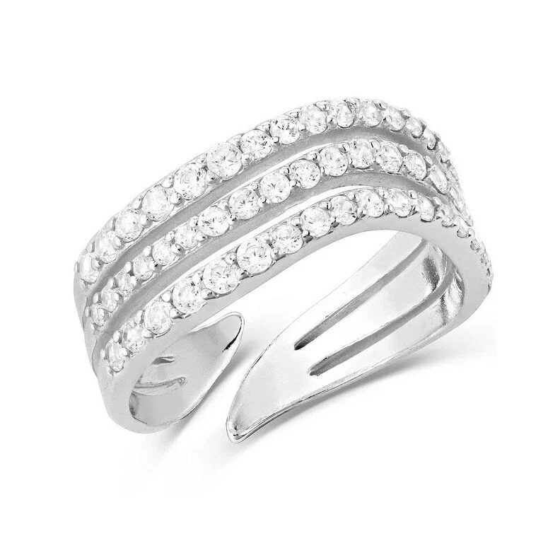 Women’s eternity rings-Montana Silversmiths Ring Womens Calm Waters Crystal Open RG5609 - Silver