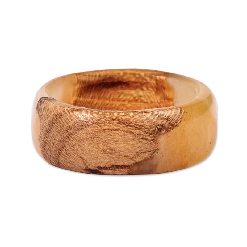 Women’s luxury rings-Novica Handmade Chic Victory Wood And Resin Band Ring