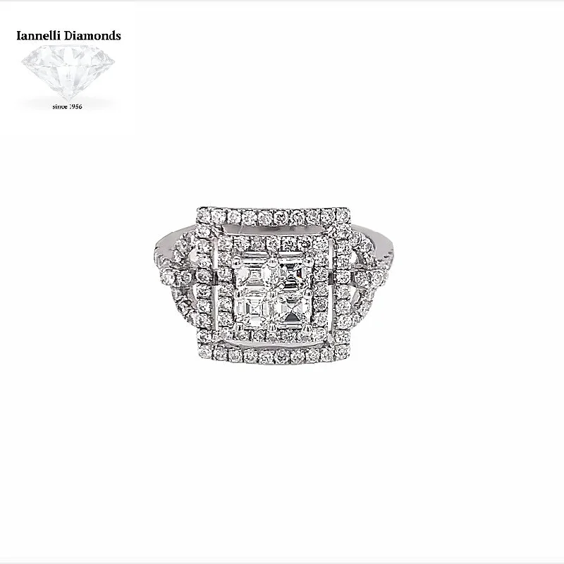 Women’s affordable diamond engagement rings-Tiered Halo Diamond Ring