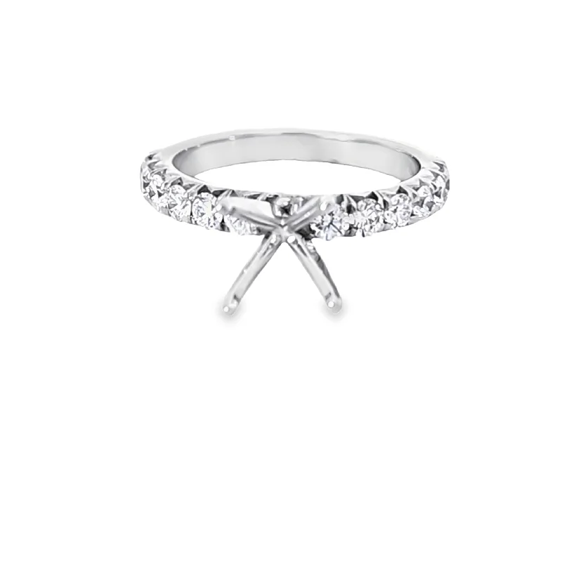 Women’s platinum engagement rings-FRENCH PAVE DIAMOND ENGAGEMENT RING SETTING – 0.75 TCW