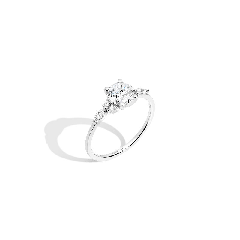 Women’s unique engagement rings-Round Floral Diamond Ring (Natural Diamond)