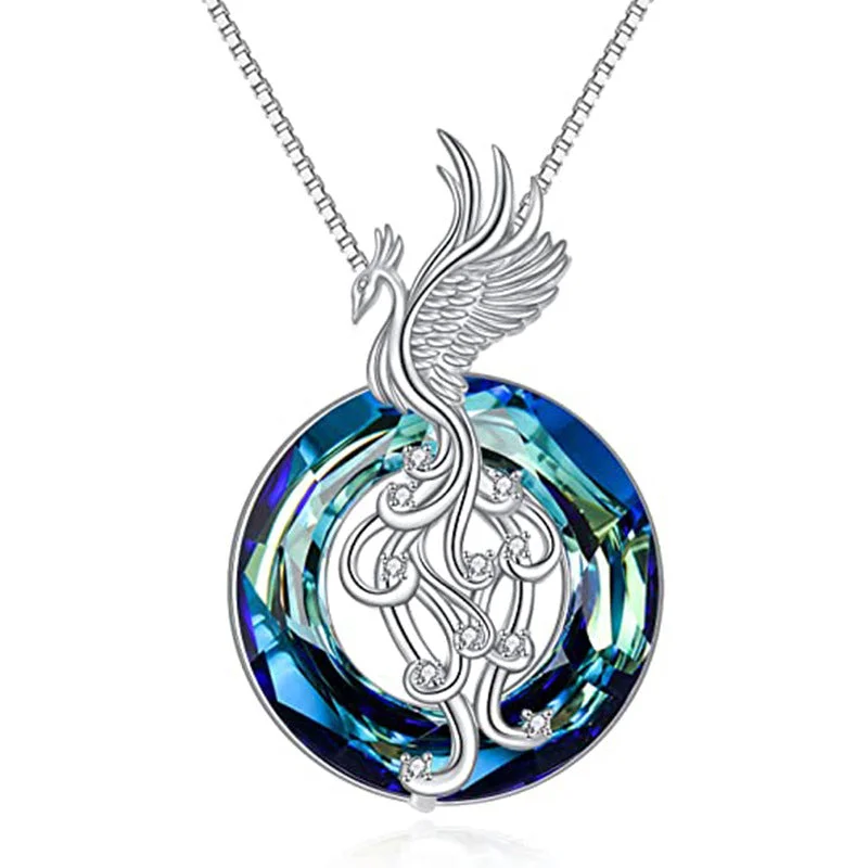 Blue Crystal-Firebird Phoenix-Necklace