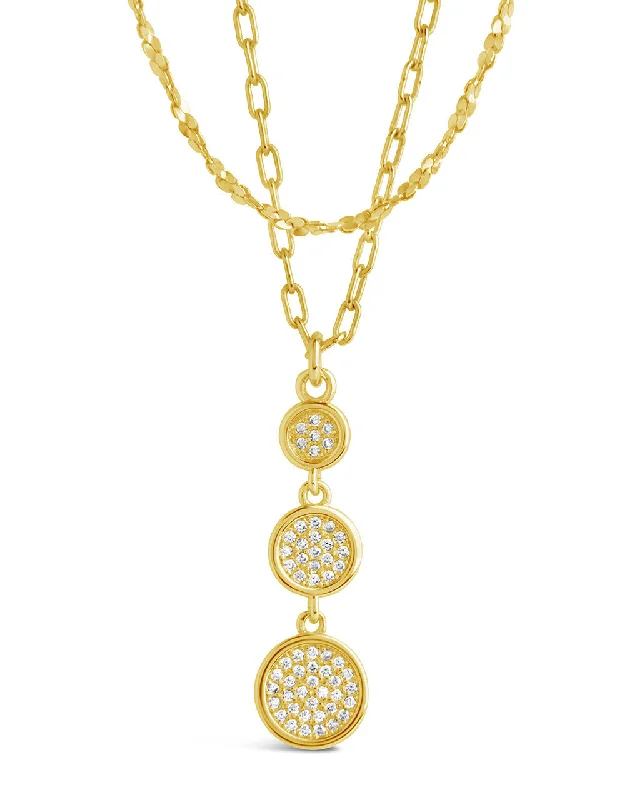 Women’s crystal necklaces-Amy CZ Pendant & Layered Chain Necklace