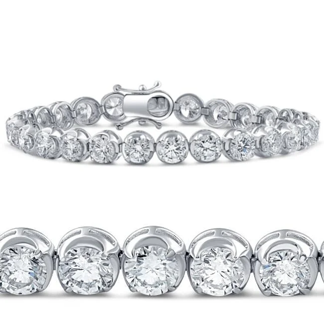 Women’s engraved bracelets-14.55Ct TW Round-Cut Diamond Tennis Bracelet 7" White Gold Lab Grown