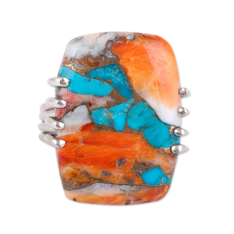 Women’s hand-crafted rings-Novica Handmade Vibrant Charm Sterling Silver Cocktail Ring