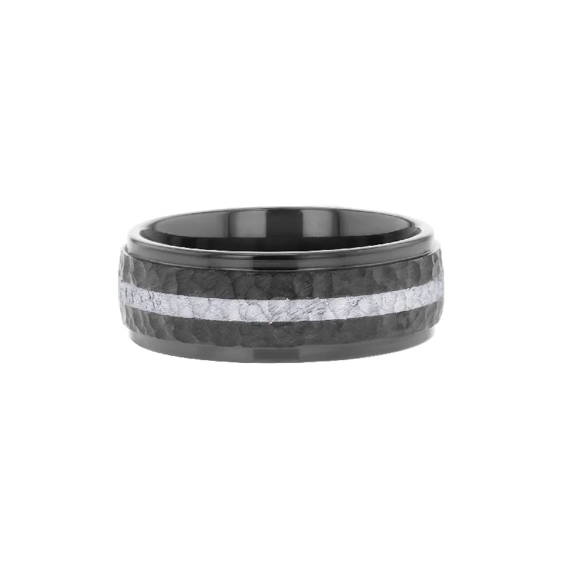 Women’s engagement rings with halo setting-Carpenter Black Ceramic Wedding Ring