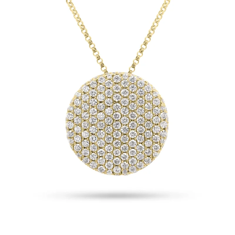 Women’s personalized necklaces-Diamond Large Disc Pendant