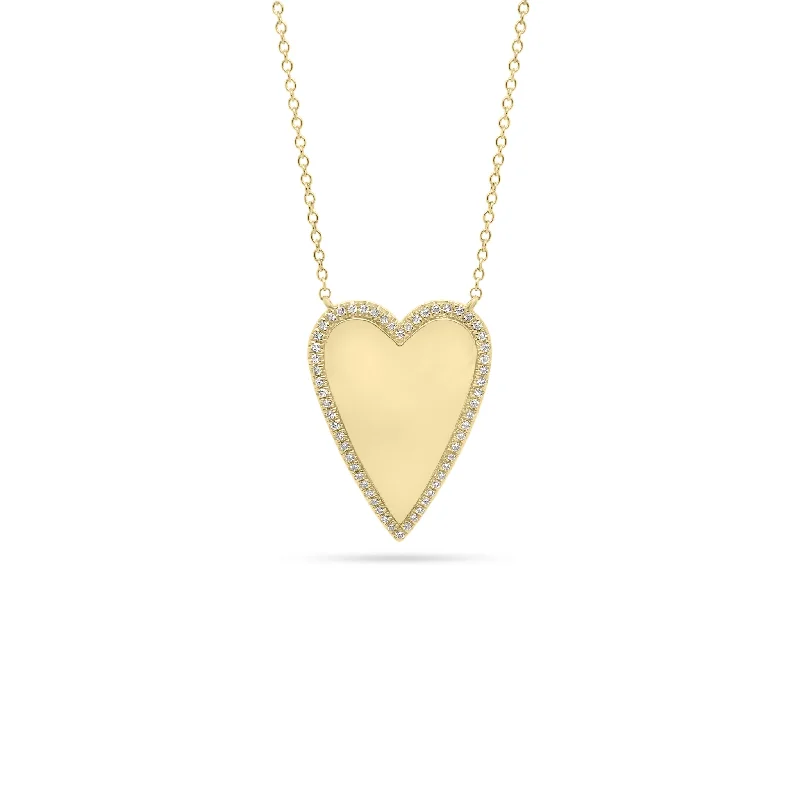 Women’s rose gold pendant necklaces-Diamond-Framed Elongated Heart Pendant