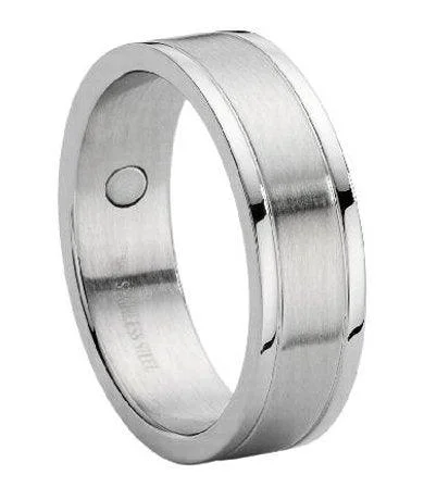 Women’s bridal engagement rings-Men's Stainless Steel Wedding Ring with Therapy Magnets | 8mm