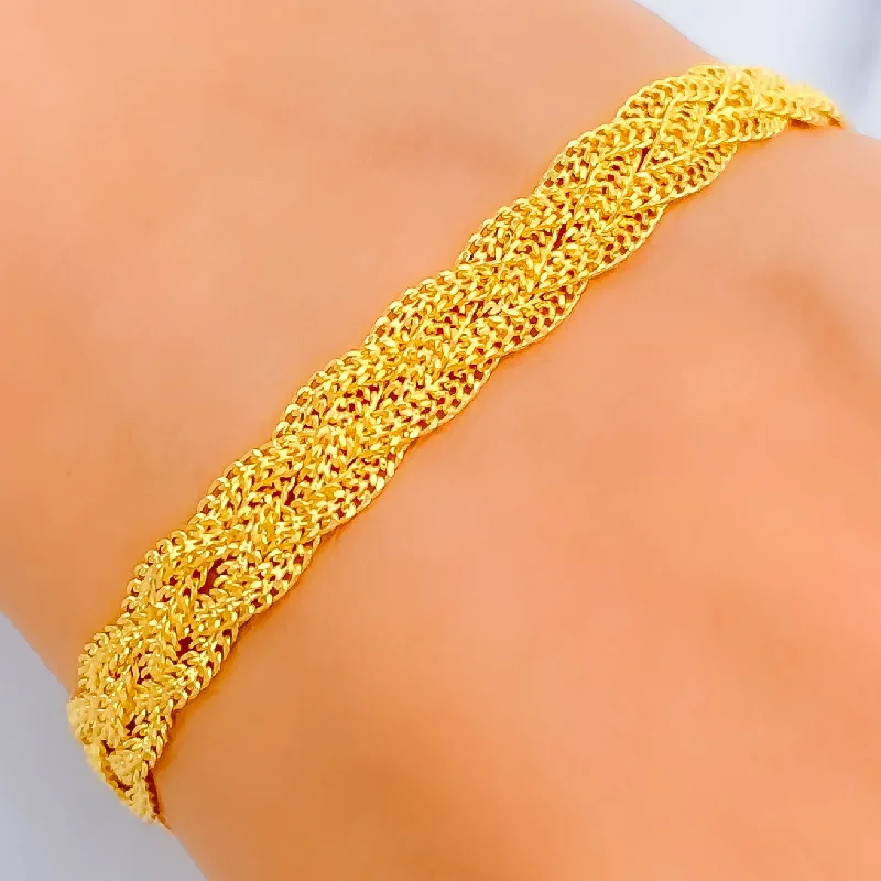 Women’s twisted bangles-Smooth Jazzy 22K Gold Bracelet